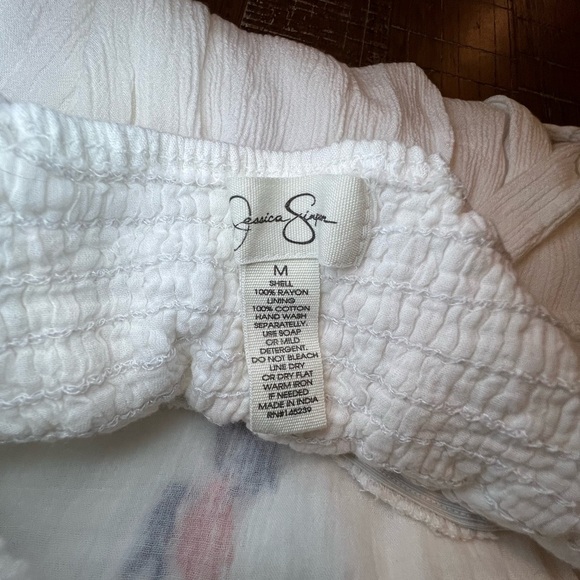 Jessica Simpson Floral Embroidered White Sun Dress Size Medium - Picture 5 of 8